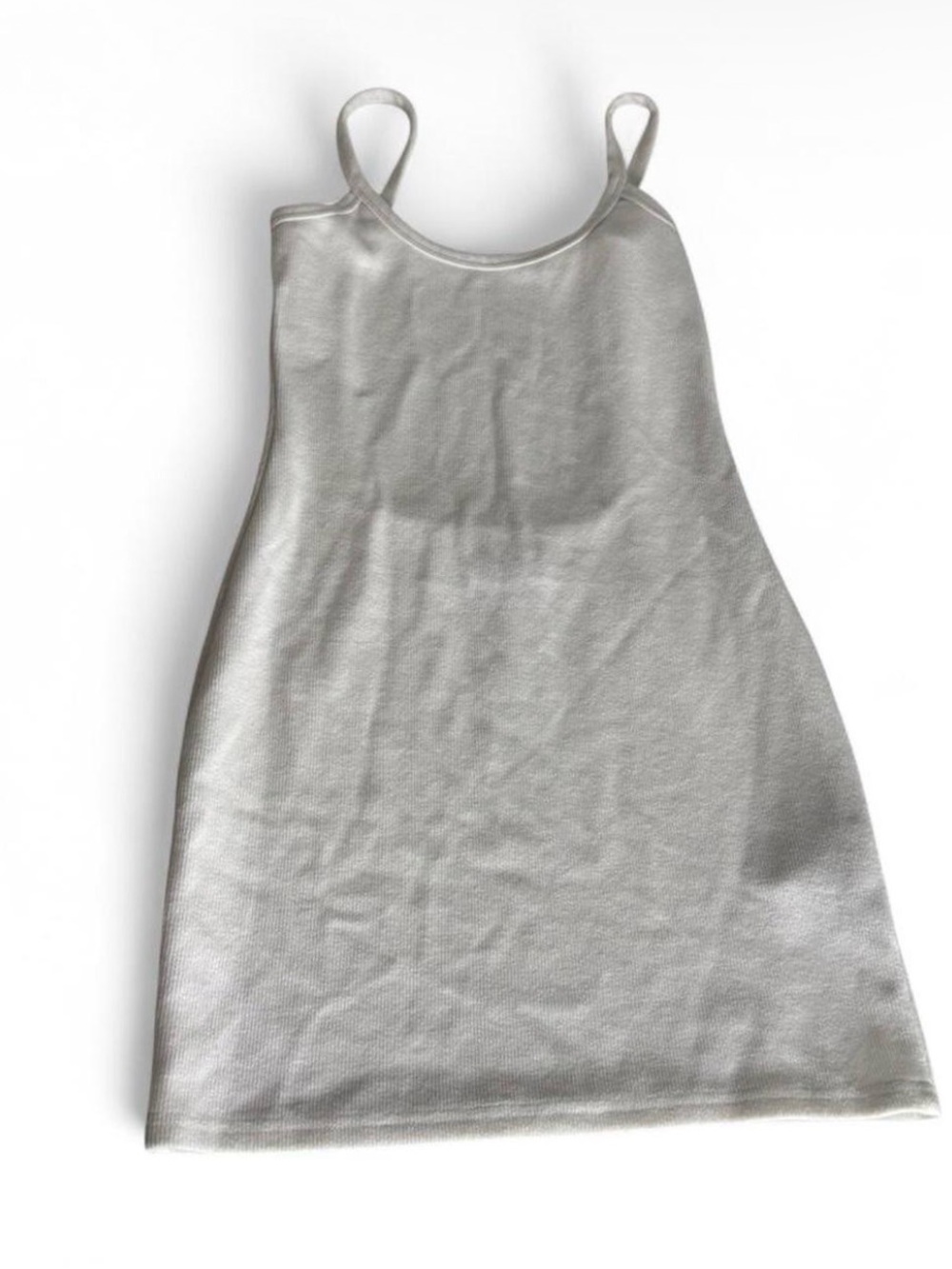 Women’s White Ribbed Mini Dress with Spaghetti Straps